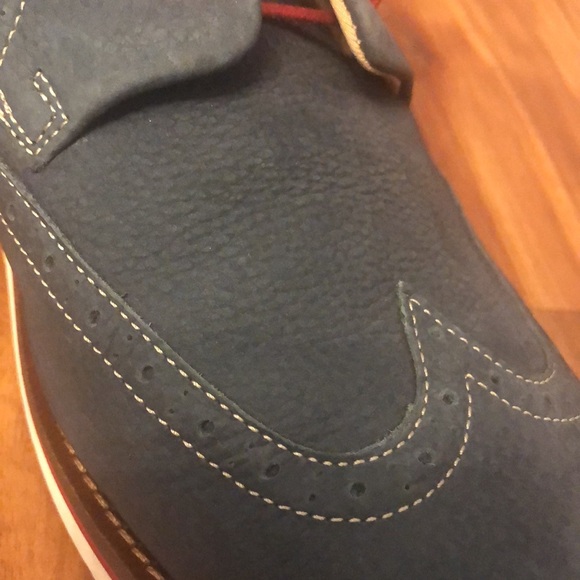 Mens J&M Blue soft leather wingtips - Picture 3 of 7